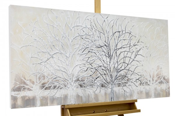 Gemälde handgemalt Bild Baum Landschaft Winter Schnee