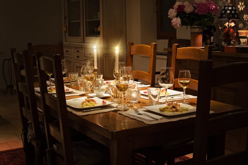 Hygge Abendessen Kerzen Esszimmer Tisch