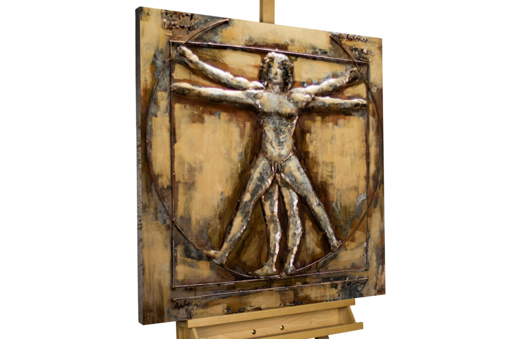 Metallbild 3D 'Vitruvian Man of Iron'