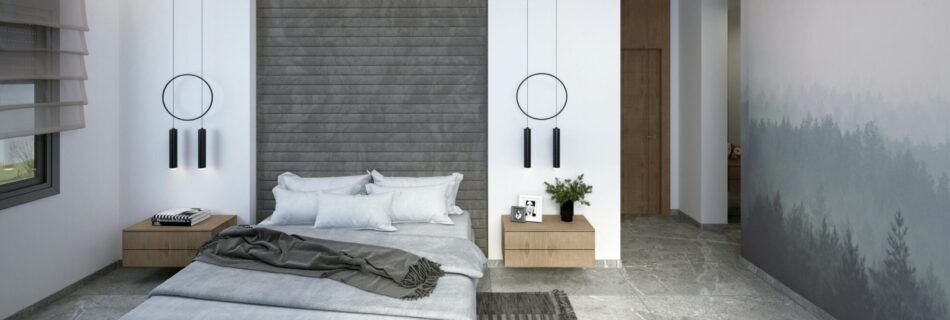 Schlafzimmer mit Tapete