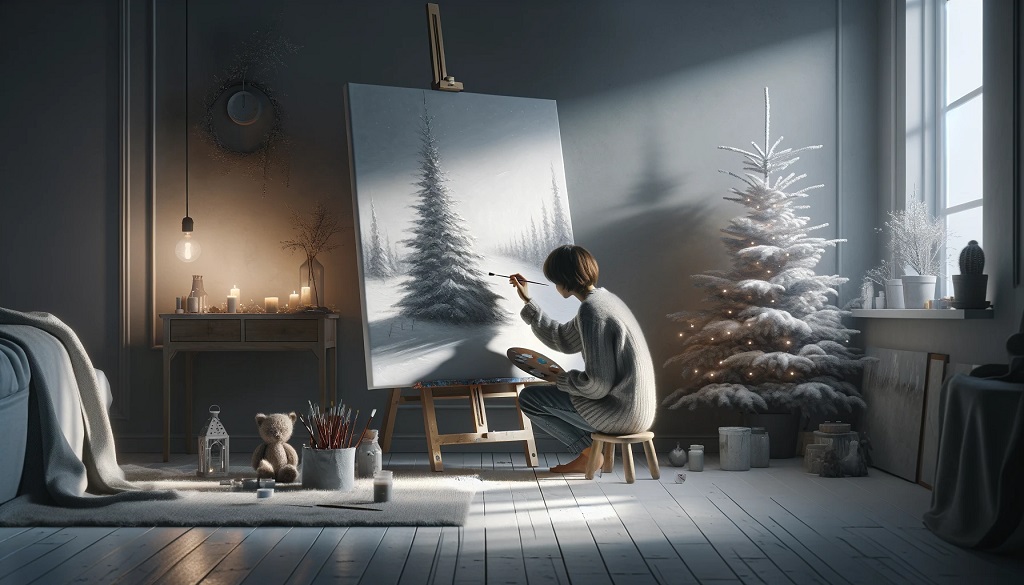 person die diy wintersonnenwende handgemalte leinwand kunst