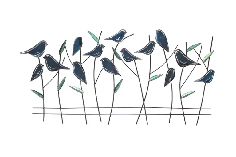Wanddeko Metall 'Blaumerlen'
