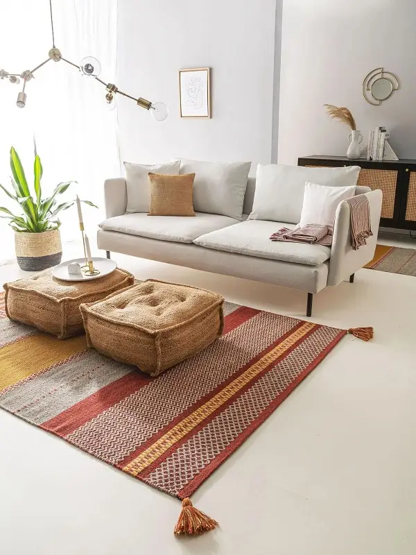 Design Wollteppich Haley Grau/Rot | Modern & zeitgenössisch Stile | 80x150 cm