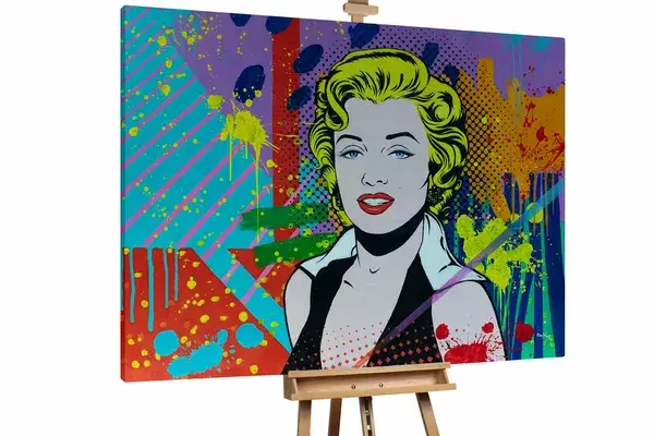 A canvas with a woman image in graffiti style painting