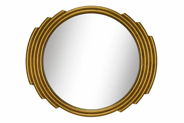 Eleganter runder Spiegel mit einem eleganten, modernen goldenen Rahmen, der jedem Raum einen Hauch von Raffinesse verleiht.